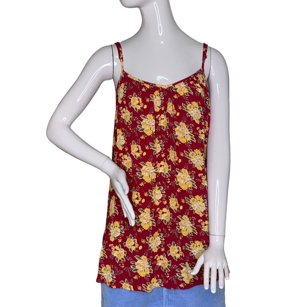 Volcom Sleeveless Floral Print Red and Yellow Size XS 100% Viscose